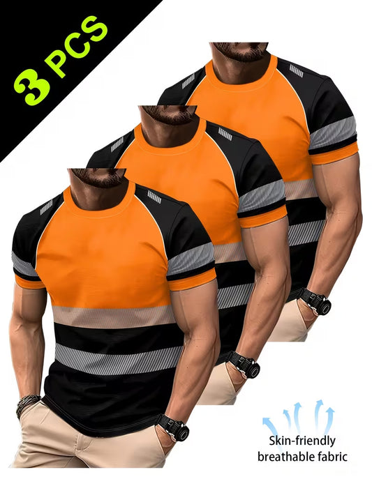 3-Pack High Visibility Reflective Work & Sport T-Shirts