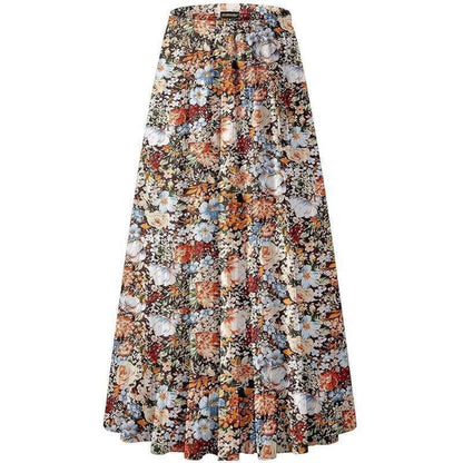 Women's Chiffon Elastic High Waist Pleated A Line Flared