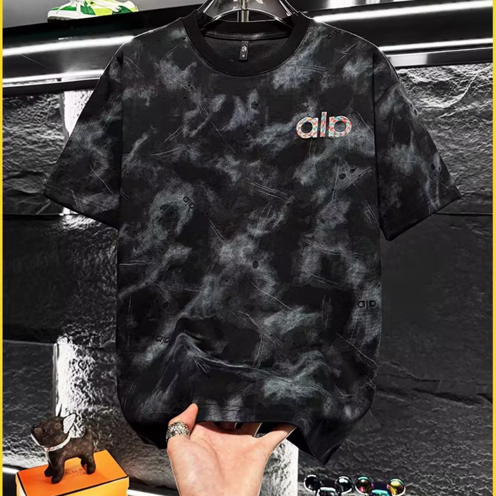 Embroidered letter crew neck short sleeve
