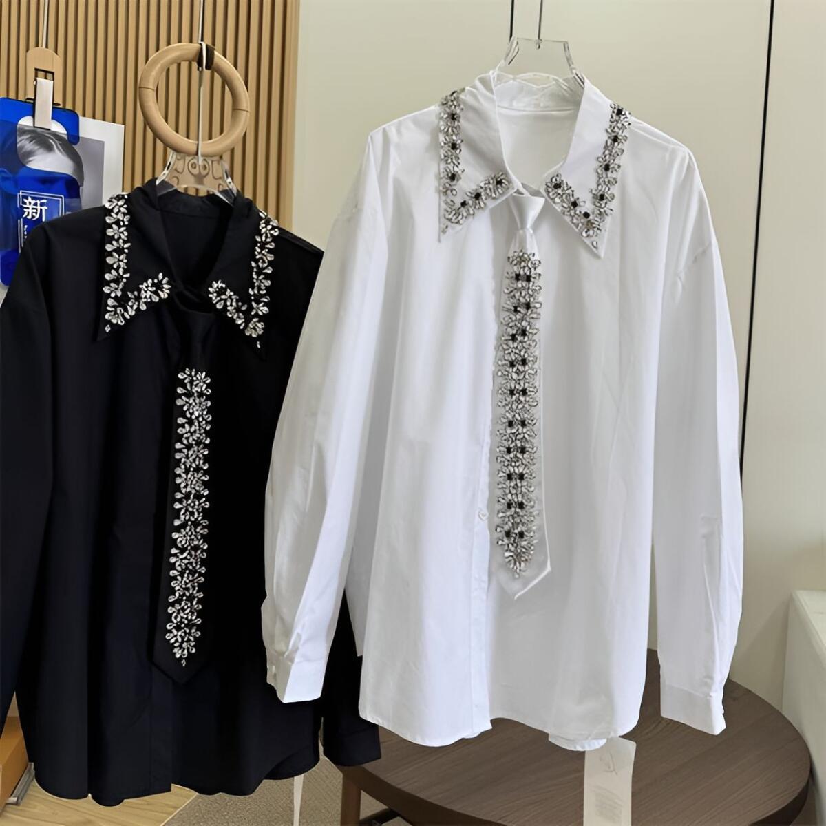 Jewelry Decorated Tie Shirt