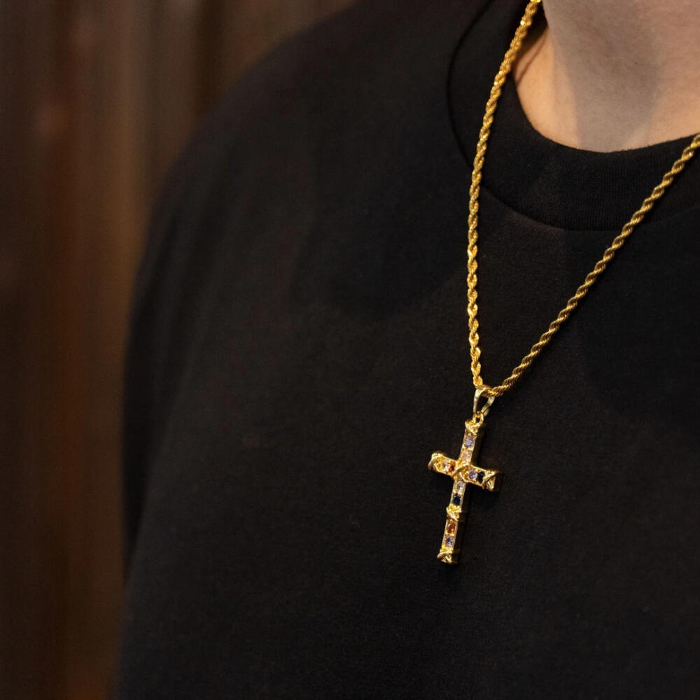 Full Paved Rhinestone Believer Cross Necklace