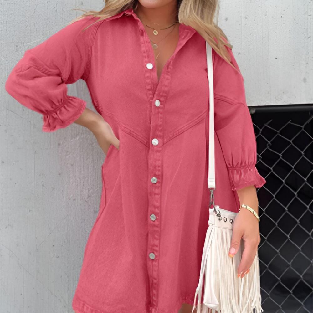 Vintage Washed Denim Shirt Dress