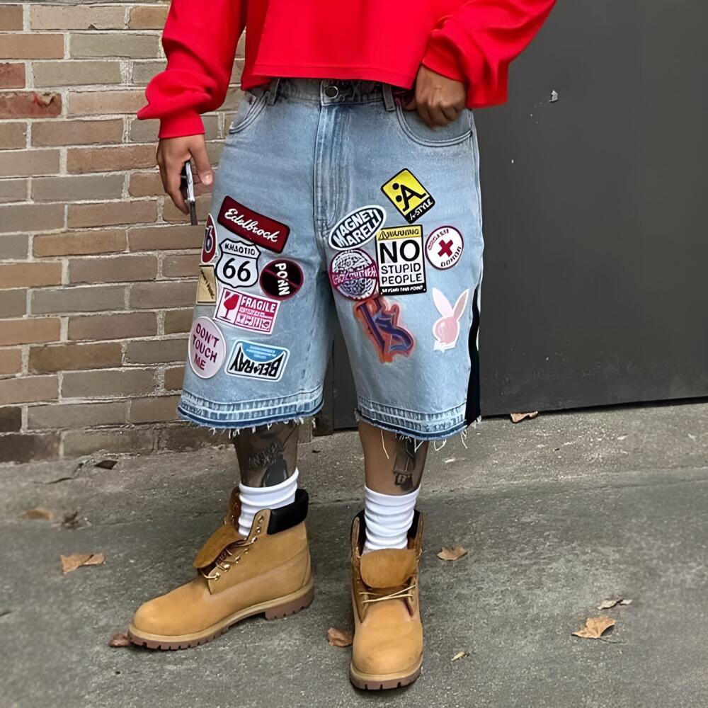 Graffiti Denim Capri Pants