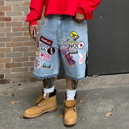 Graffiti Denim Capri Pants