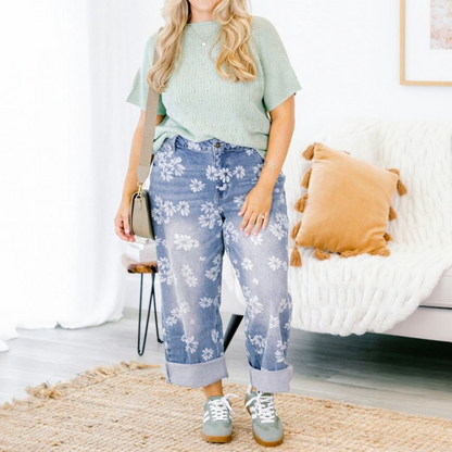 Floral Embroidery Jeans