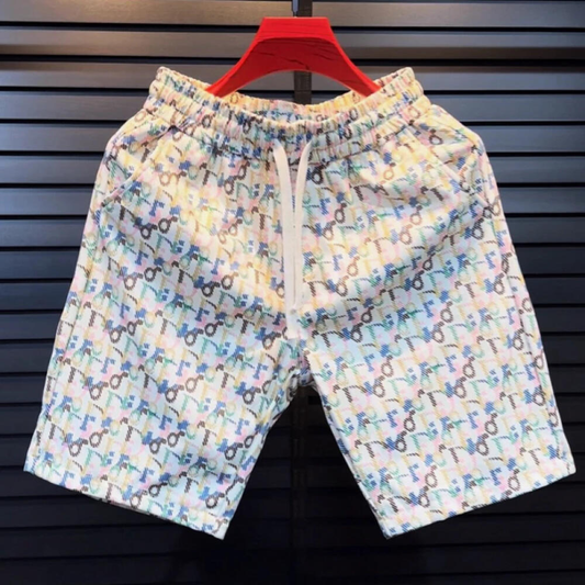 Luxury Music Note Print Shirt & Shorts 2‑Piece Casual Set