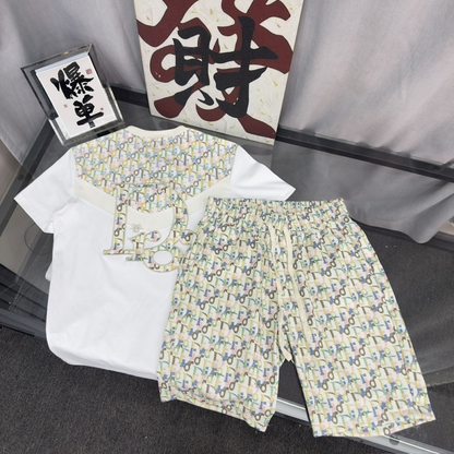 Luxury Music Note Print Shirt & Shorts 2‑Piece Casual Set