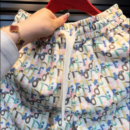 Luxury Music Note Print Shirt & Shorts 2‑Piece Casual Set