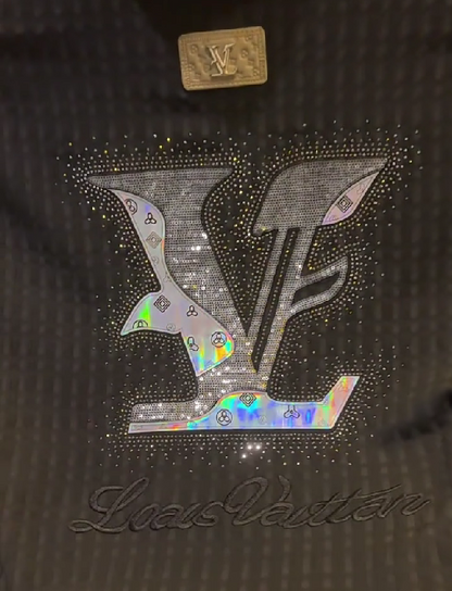 Gradient V-shape Rhinestone Polo