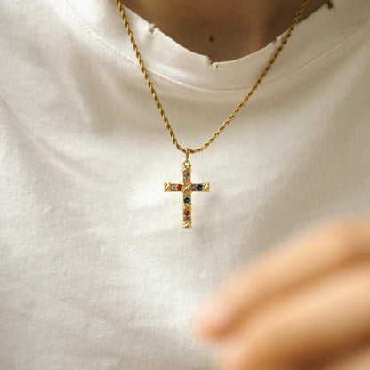 Full Paved Rhinestone Believer Cross Necklace
