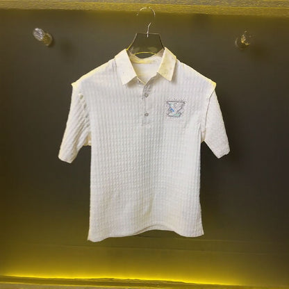 Gradient V-shape Rhinestone Polo