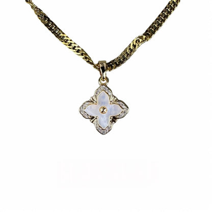 Lucky Clover Mother-of-Pearl Pendant Necklace