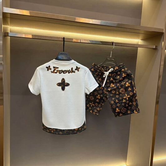 Luxury Two-Piece Set with Brown Patterns