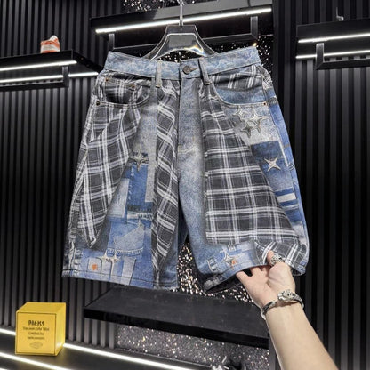 Star Print Denim Shorts