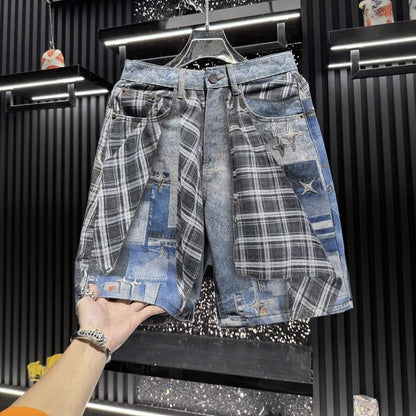Star Print Denim Shorts