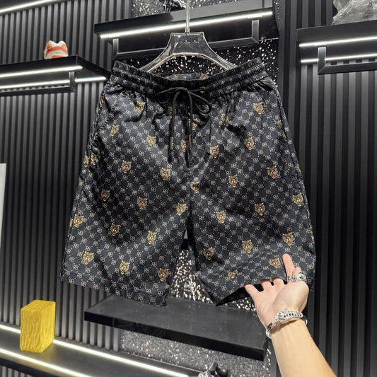 Tiger Head Print Casual Shorts