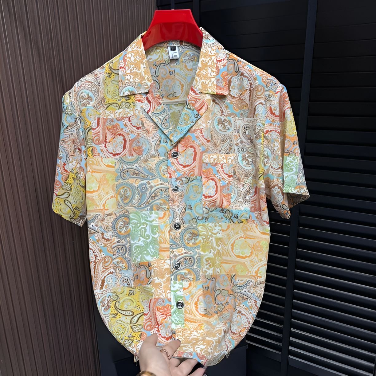 Color Block Floral Print Shirt