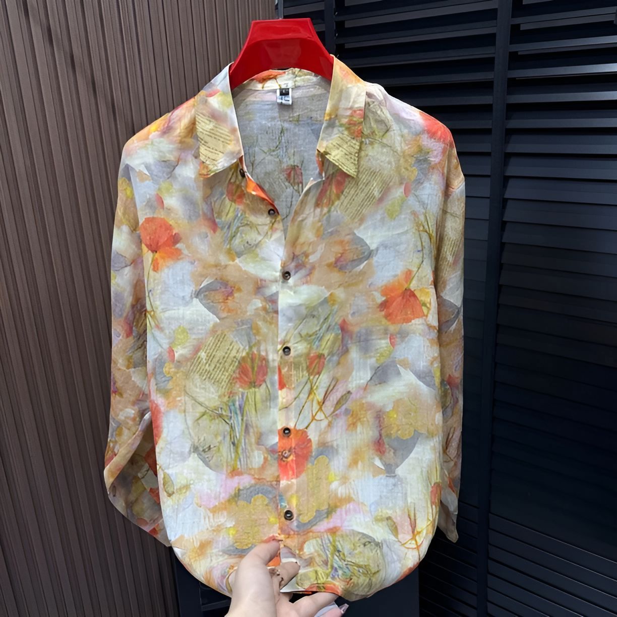 Color Block Floral Print Shirt