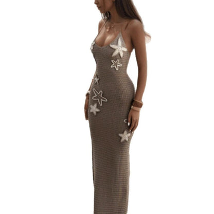 Tie Halter Sleeveless High Waist Knit Dress