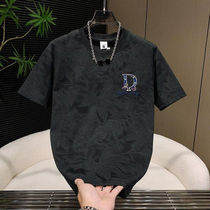 Butterfly Jacquard D Letter Embroidered T-Shirt