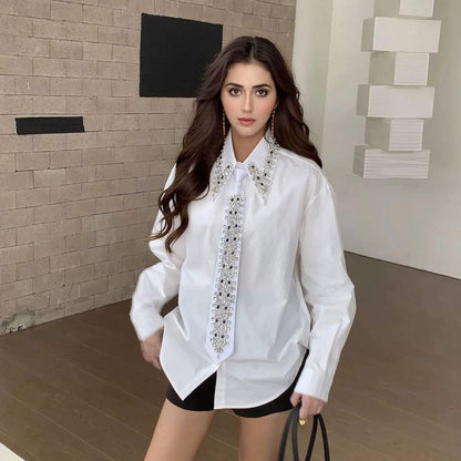 Jewelry Decorated Tie Shirt