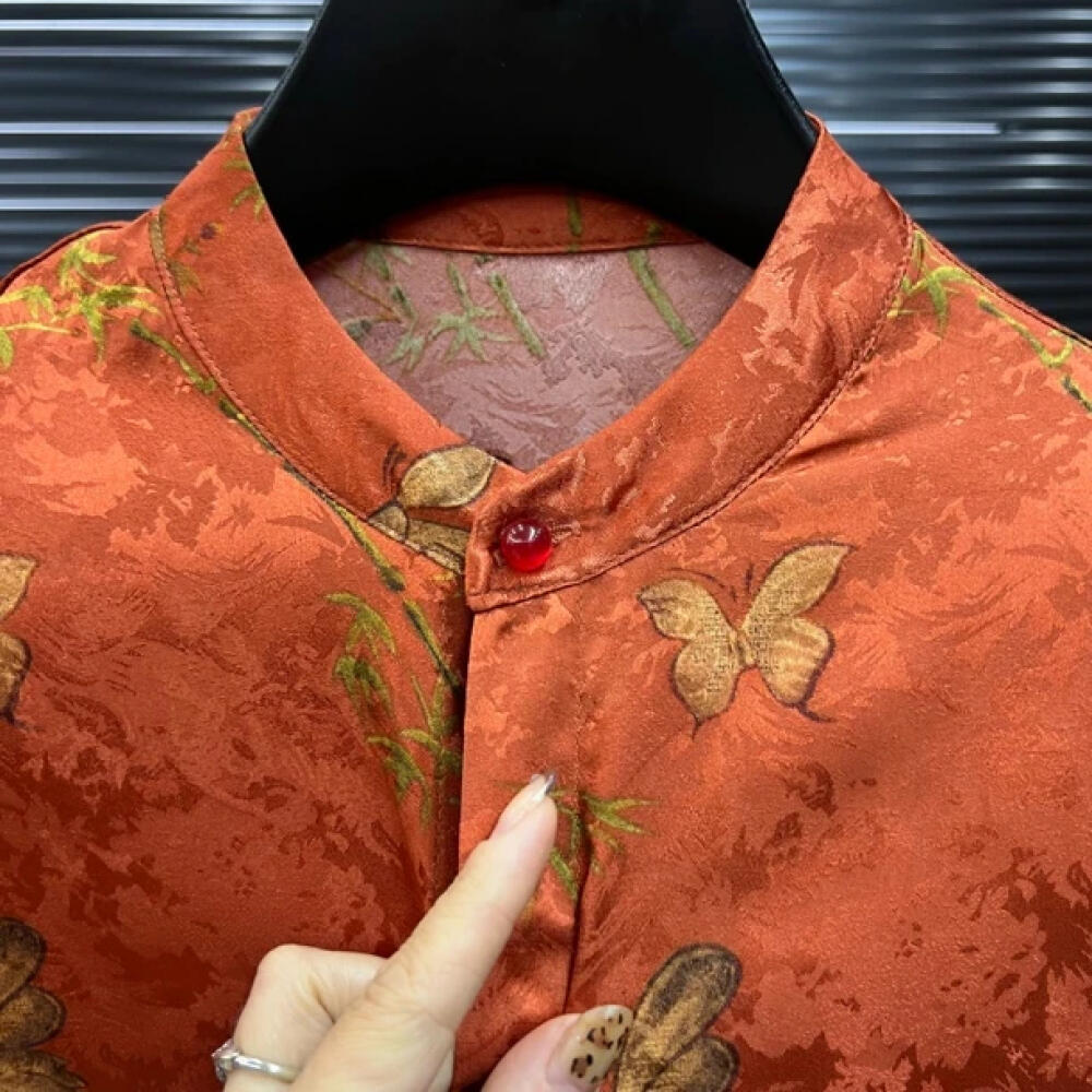 Butterfly Subtle Pattern Ethnic Style Shirt