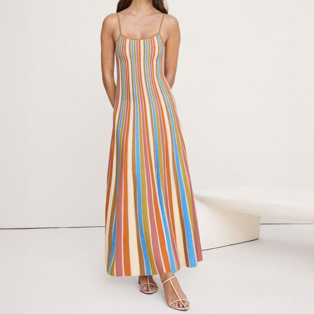 Sculpted Stripe Maxi Dress