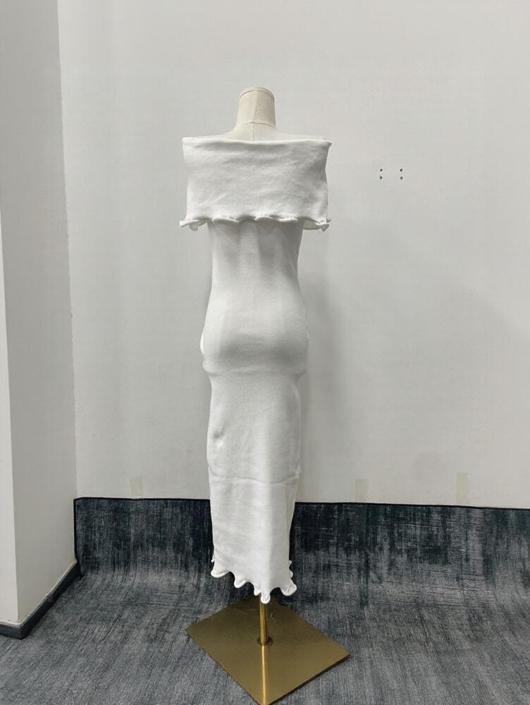 Sexy Off Shoulder Sleeveless Solid Bodycon Knit Dress