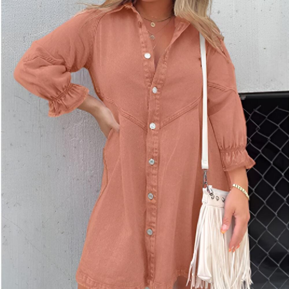Vintage Washed Denim Shirt Dress