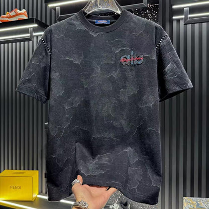 High-end embroidered tie-dye short-sleeved shirt