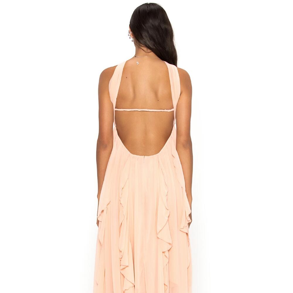 Strapless Tiered Lace Trim Maxi Dress