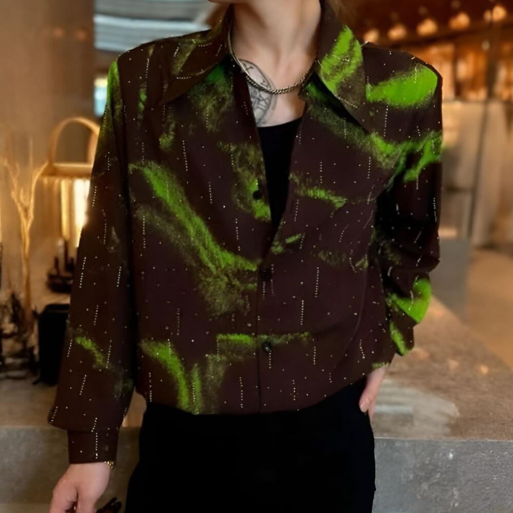 Green Aurora Rhinestone Shirt