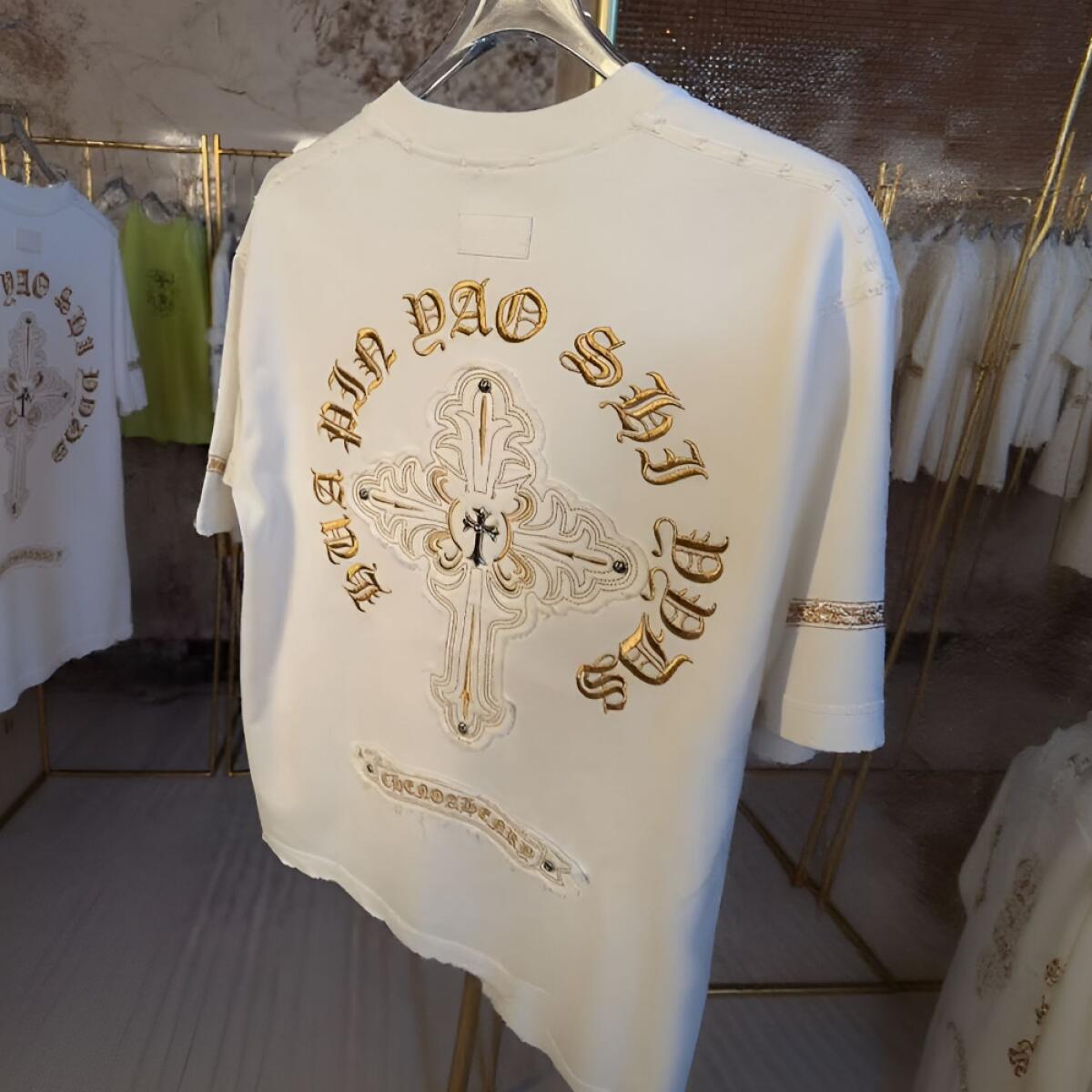 Studded Embroidered Cross T‑Shirt