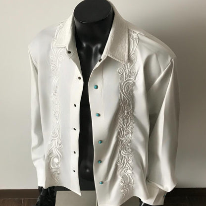 Luxury three-dimensional embroidered shirt