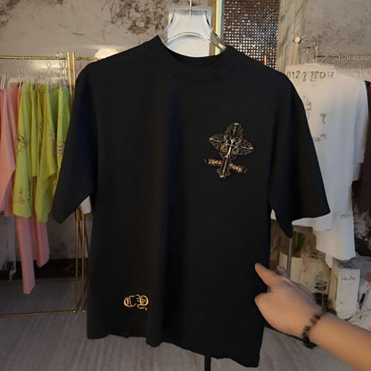 Studded Embroidered Cross T‑Shirt