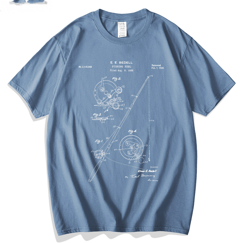 Fishing Rod Patent Blueprint T-shirt