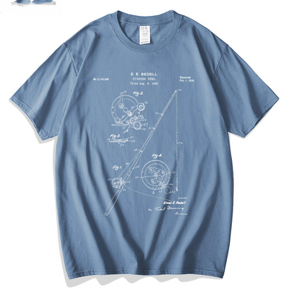 Fishing Rod Patent Blueprint T-shirt