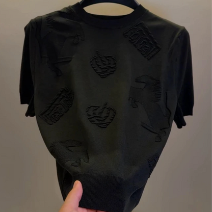 Crown Embossed Texture T-Shirt