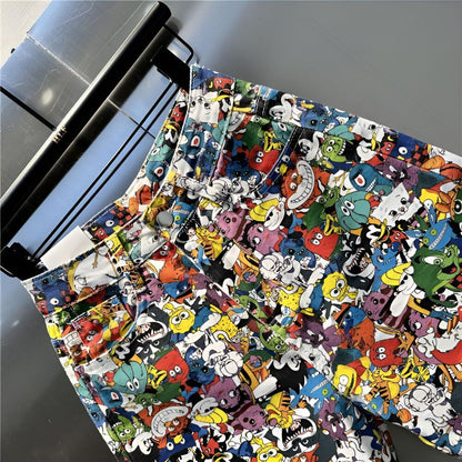 Cartoon Character Denim Shorts