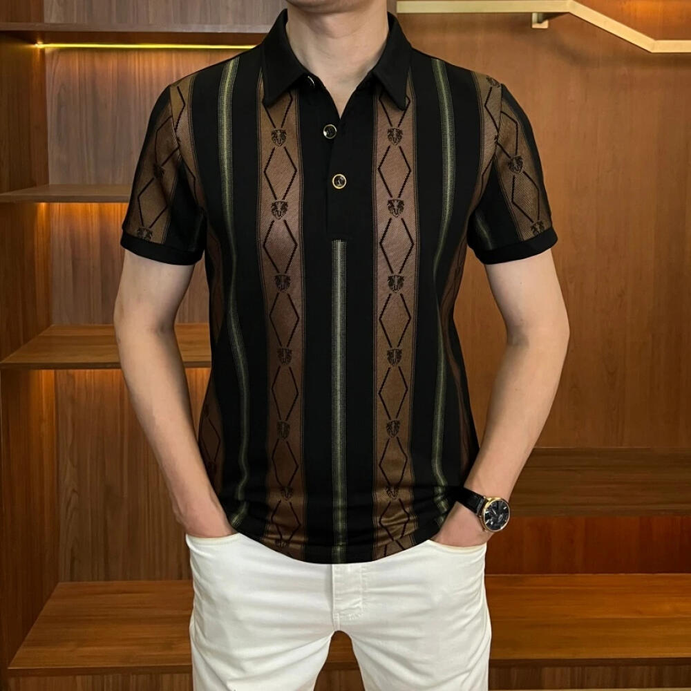 Vertical Stripe Business Polo Shirt
