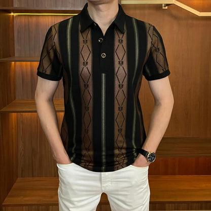 Vertical Stripe Business Polo Shirt