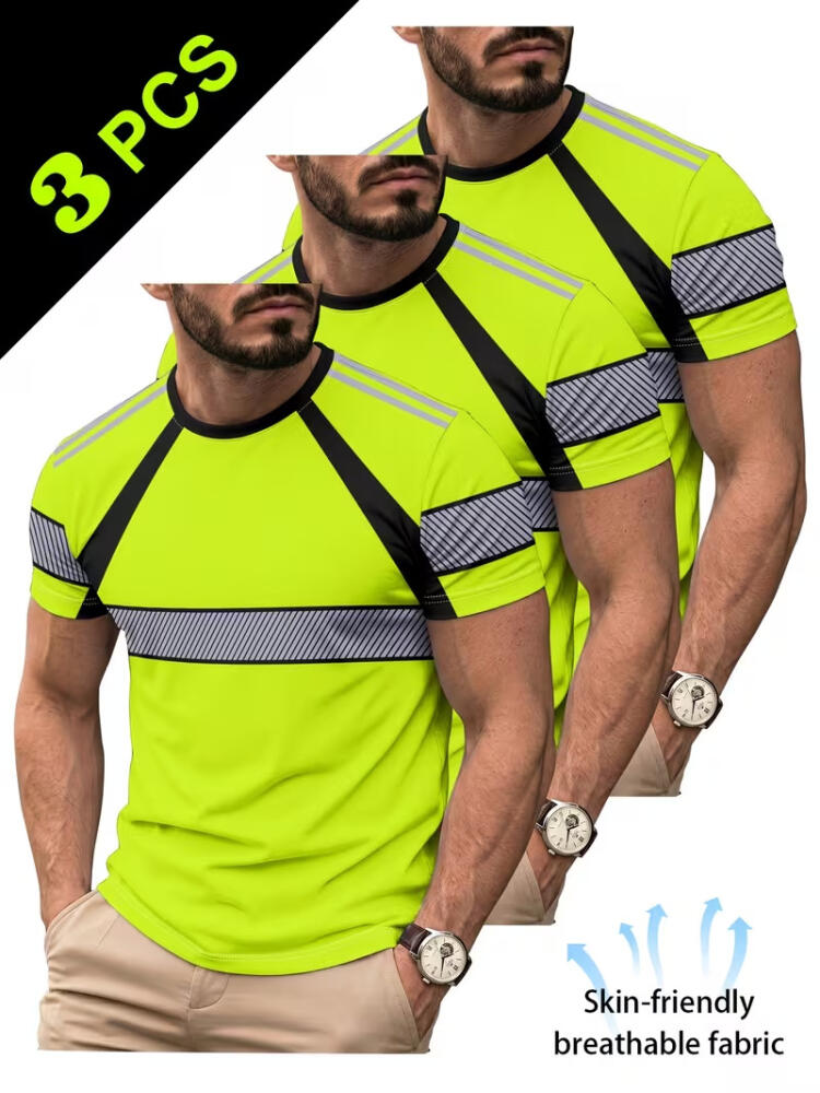 3-Pack High Visibility Reflective Work & Sport T-Shirts