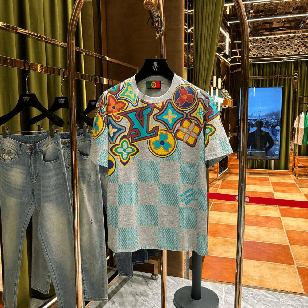 Multi-print light luxury short-sleeved shirt