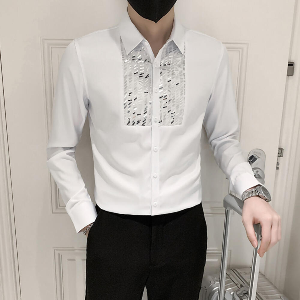 Slim-fit sequined shirt