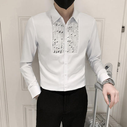 Slim-fit sequined shirt