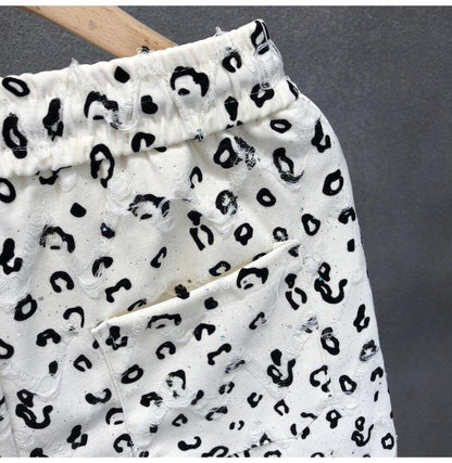 Leopard Print Star Ripped Shorts