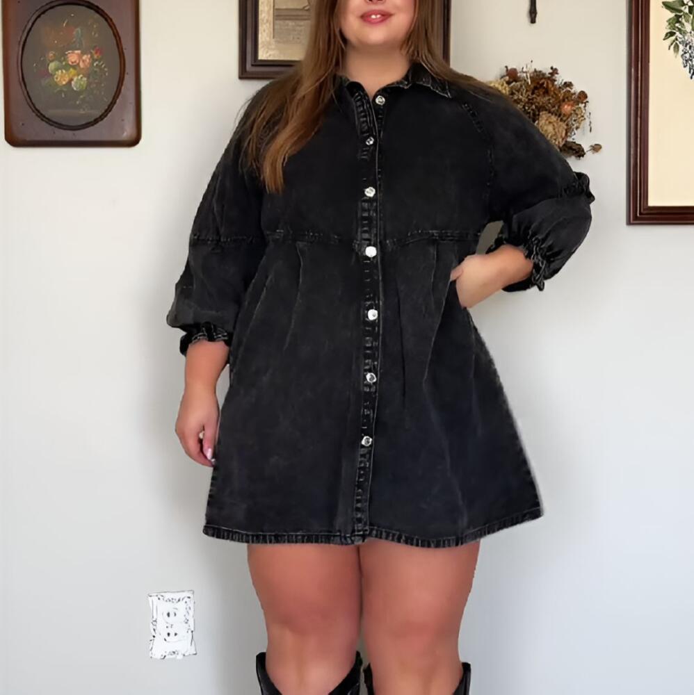 Vintage Washed Denim Shirt Dress