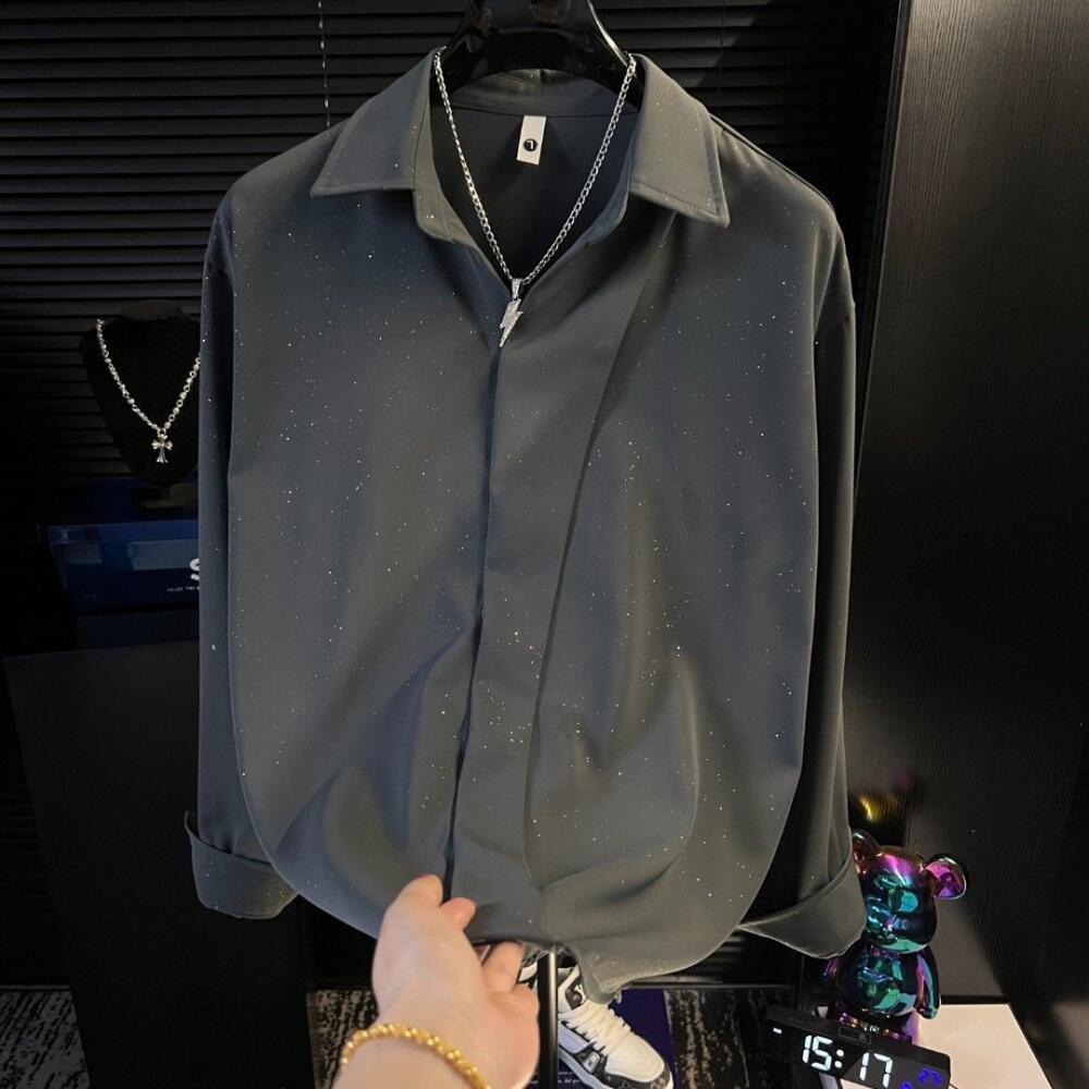 Luxury Sparkle Sequin Button Down Party Shirt