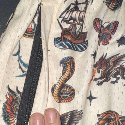Vintage Print Beach Shorts