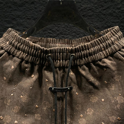 Vintage Ripped Floral Pattern Five-Point Shorts